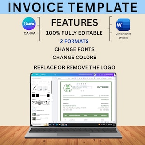 Minimalist Invoice Template for Small Business & Services | Editable Modern Business Invoice Canva Template