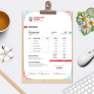 Invoice Template Editable & Printable for Small Business | Custom Canva Invoice Form, Blank Billing Template | Invoice Template Canva