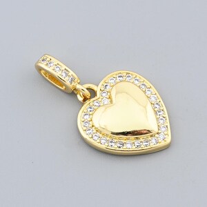 Beautiful 18K Gold Filled Heart Outline Pendant with Crystal Accents, Ideal for Valentine's Jewelry 14.2x25mm