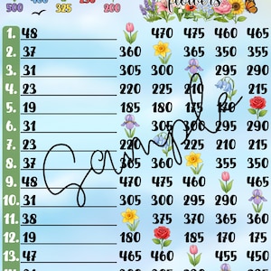 500 Stacker Flower Bingo Board