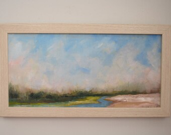 The Stream Original Oil Painting On Linen Board Sold With Or Without Frame 16 x 8 inches