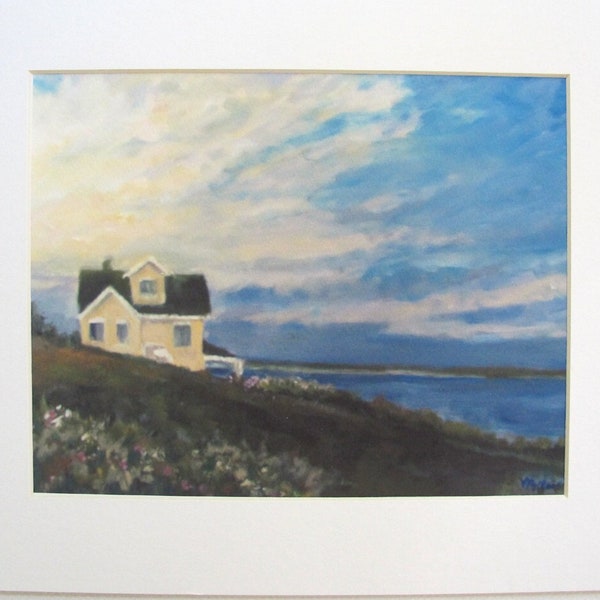 Print House By The Sea, Block Island, Matted, 11 x 14 in Mat Ready to be Framed