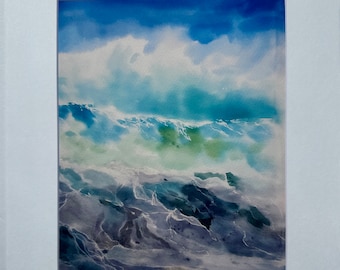 Print of Painting South Shore With a 11 x 14 Inch Mat, Ocean Wave