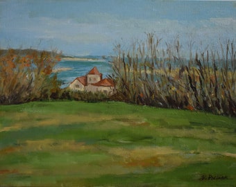 Coindre Hall's Boathouse Oil Painting on Linen Panel 11 x 14 Unframed