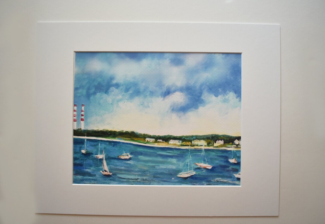 Print of Northport Harbor Painting Matted Ready to Be Framed Etsy UK