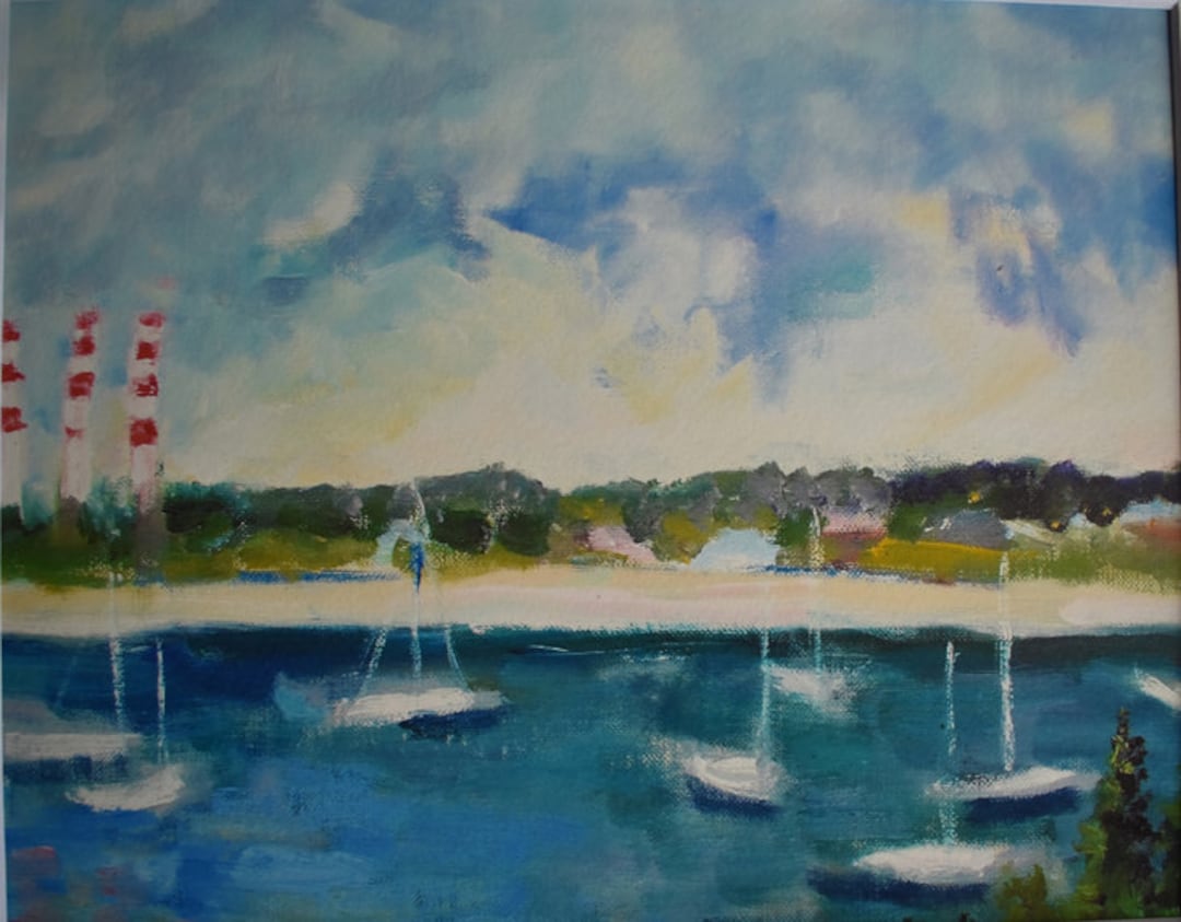 Print of Oil Painting Northport Harbor 11 X 14 Inch Matted Etsy