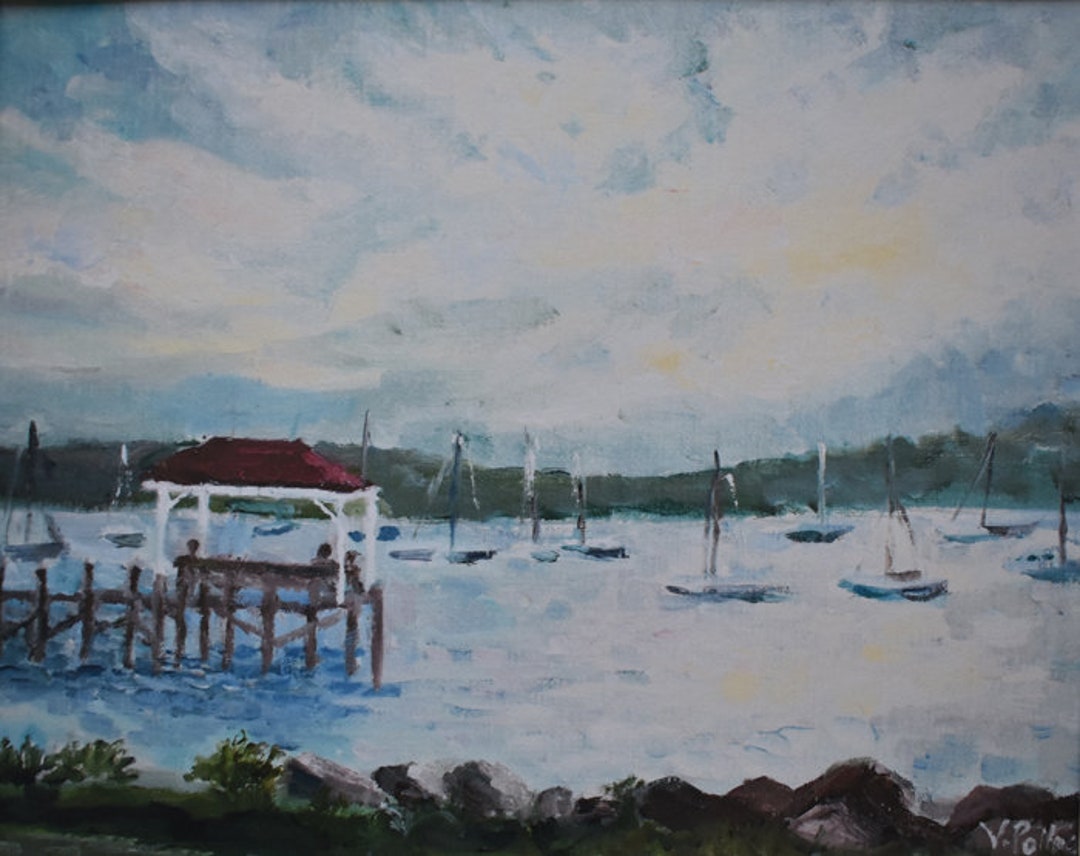 Print of Painting Northport Harbor Dock, Long Island N.Y Comes in a 11