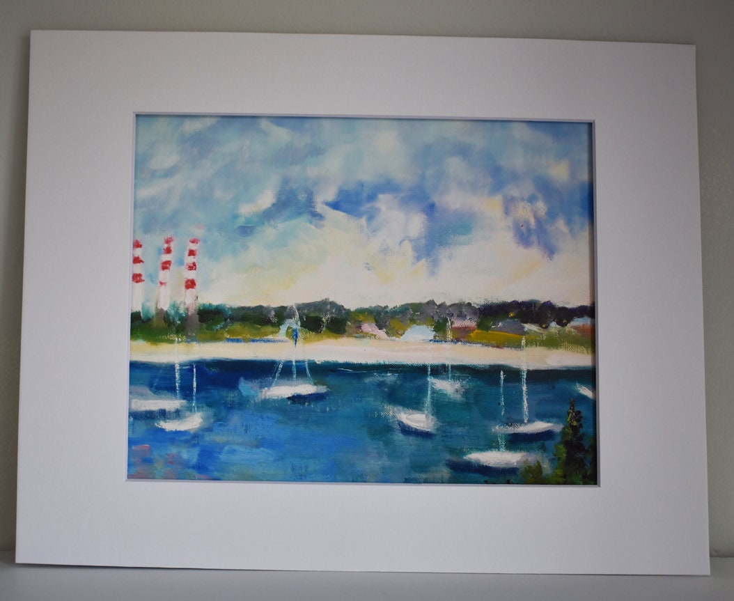 Print of Oil Painting Northport Harbor 11 X 14 Inch Matted Etsy