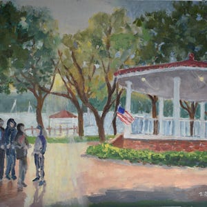 Original Oil Painting of Northport Bandshell Painting Made for Poetry Path 11 x 14 inches With Or Without Frame