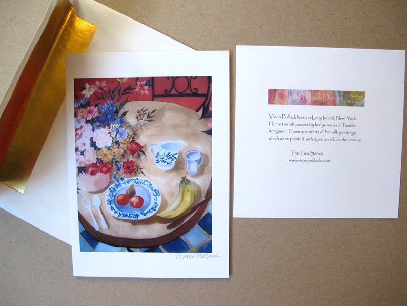 5 Blank Greeting Cards, Tea Lovers 5x7 Spring Tea image 4