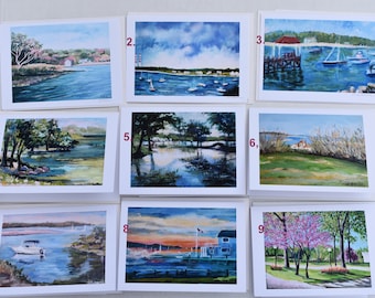 Pick a Card, Long Island Scenes, Paintings of Huntington, Northport, Cold Spring Harbor, Art Blank Cards 5x 7