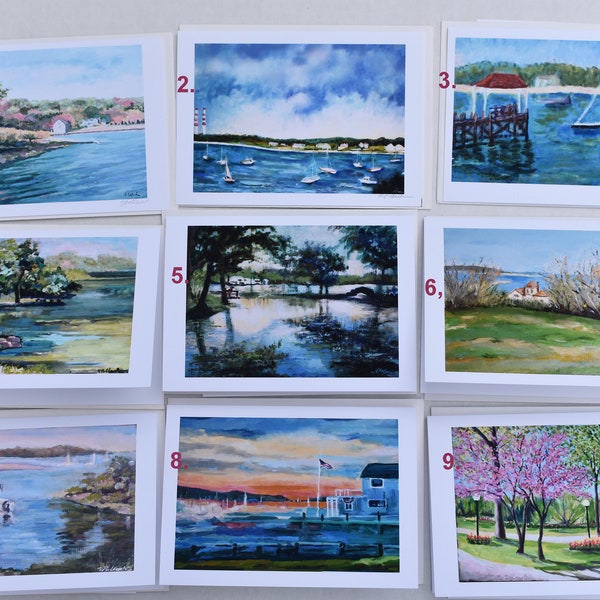 Pick a Card, Long Island Scenes, Paintings of Huntington, Northport, Cold Spring Harbor, Art Blank Cards 5x 7