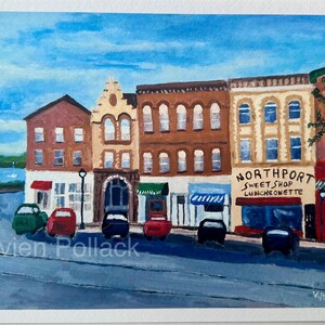 Print of Main St Northport Northport Sweet Shop With Mat