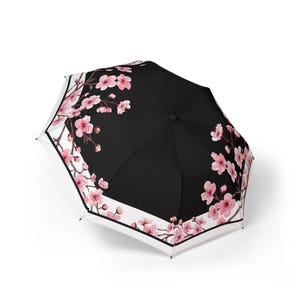 Cherry Blossom Foldable Umbrella, Cute Travel Umbrella, Floral Rain Gear, Lightweight Compact Umbrella, Gift for Her