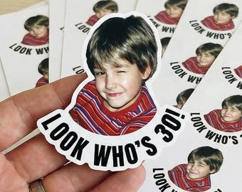 Adesivi personalizzati per decorazioni di compleanno - Adesivi fotografici vintage personalizzati con testo - Adesivi di buon compleanno per tutte le età