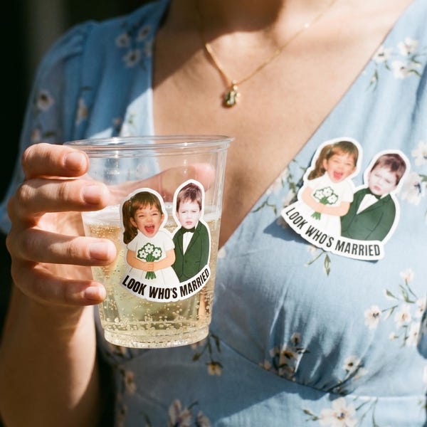 Custom Wedding Stickers with Photo - Personalized Stickers Labels for Cups & Cookies Wedding Favors - Waterproof Vinyl Decals