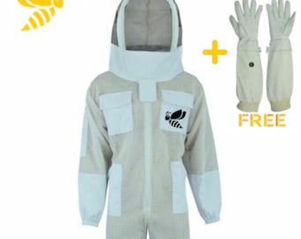 Traje de apicultura ventilado con velo y guantes – Hecho a mano