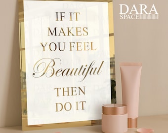 Gold Mirror Acrylic Beauty Salon Sign: Glam Vanity Decor