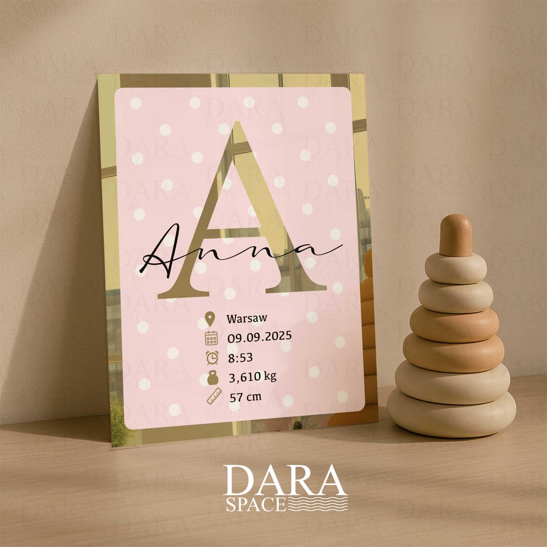 Custom Baby Name Acrylic Mirror Sign – Newborn Birth Stats Plaque ...