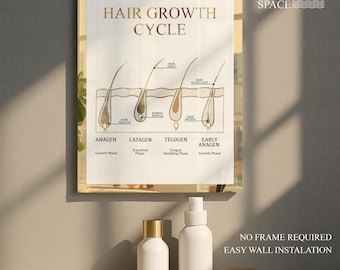 Gold Mirror Acrylic Hair Growth Chart: Salon Wall Art