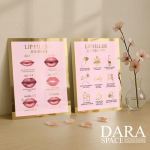 Lip Filler Aftercare, Lip Filler Journey, 2 lip signs, Med Spa Decor, Beauty Salon Decor, Aftercare Sign, Beauty Clinic Sign, Beauty Decor