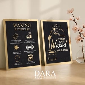 Conjunto de 2 placas com instruções de cuidados pós-depilação, decoração para sala de depilação, pôster de remoção de pelos, beleza