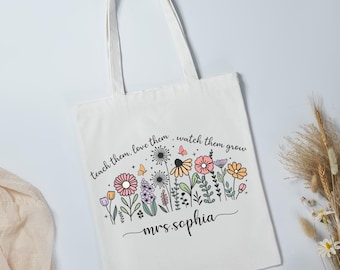 Teacher Appreciation Gift Canvas Tote Bag, Custom Teacher Gift, Personalized School Bag, Gifted Teacher Tote, Reusable Bag,School Campus Bag