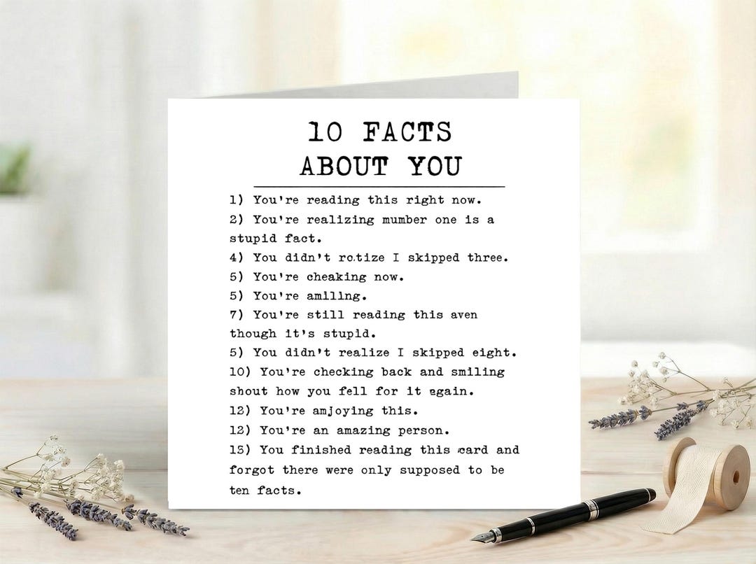 Funny Greeting Card, 10 Facts About You Card, Interactive Humor Card ...
