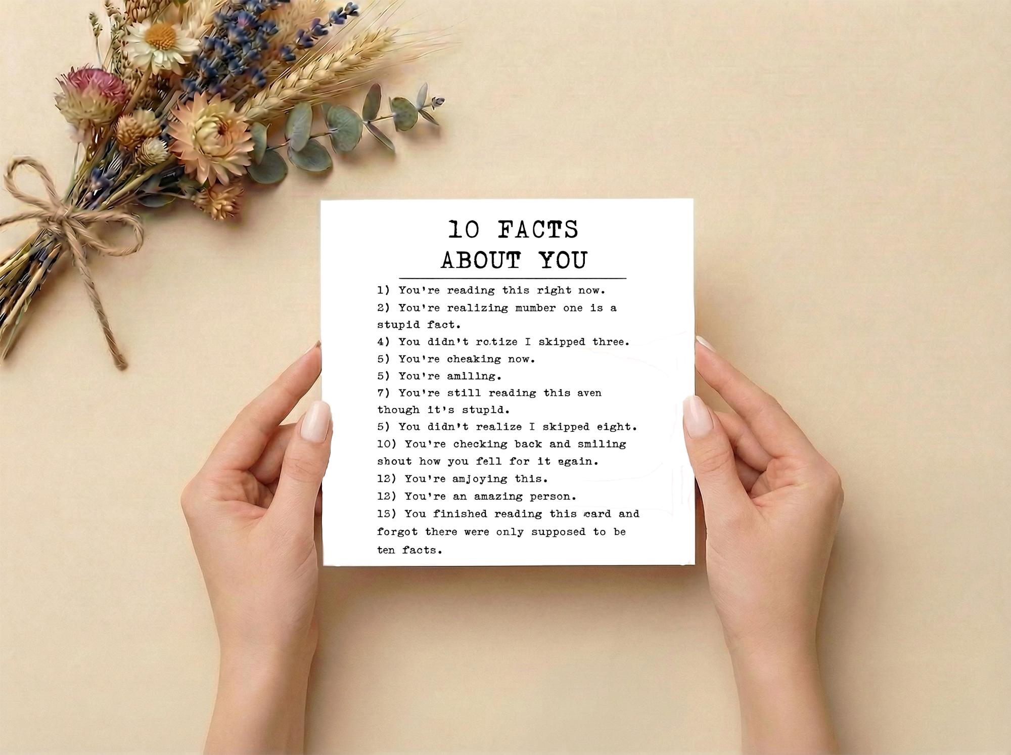 Funny Greeting Card, 10 Facts About You Card, Interactive Humor Card ...