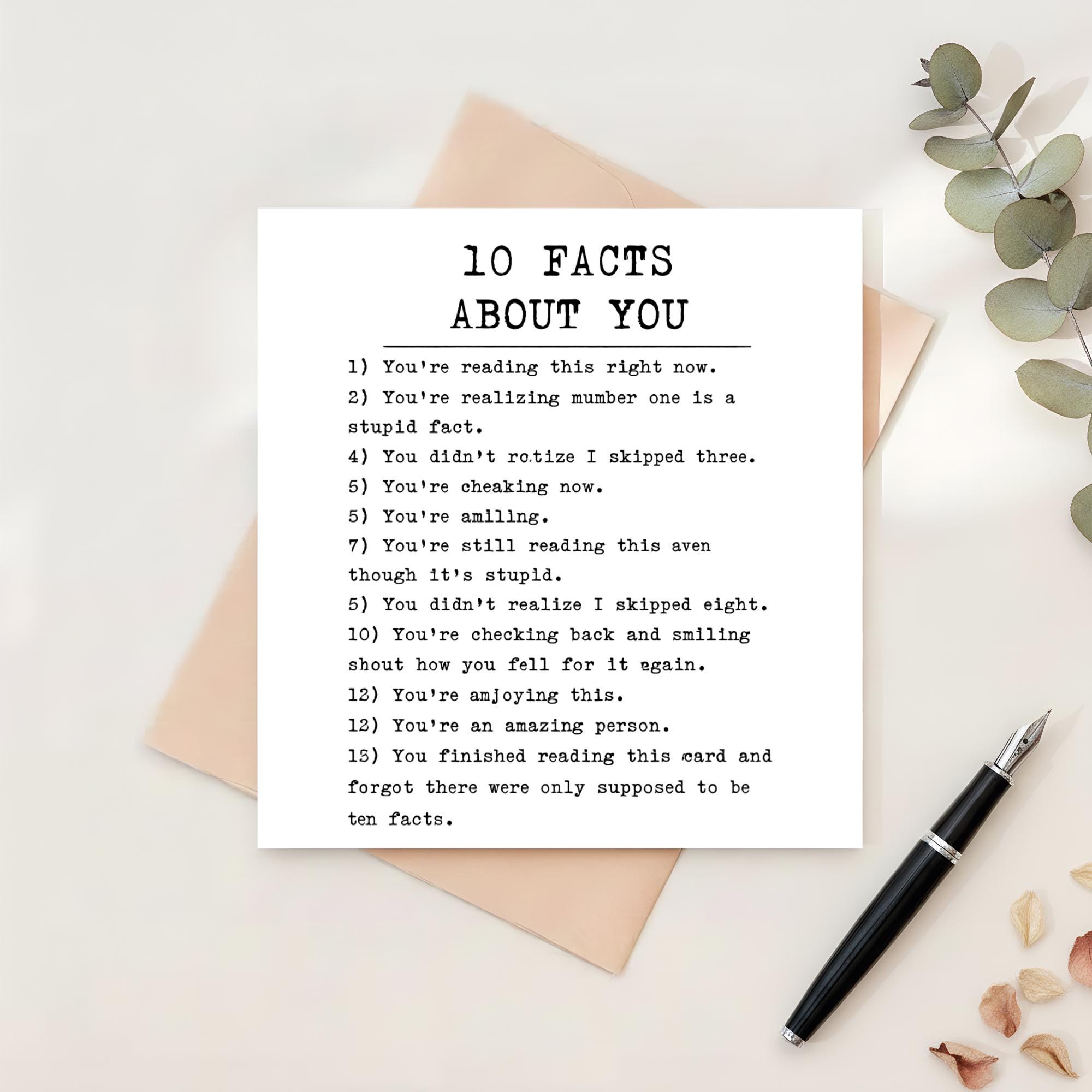 Funny Greeting Card, 10 Facts About You Card, Interactive Humor Card ...
