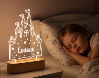 Personalized Princess Castle Night Light: Custom Kids Room Decor
