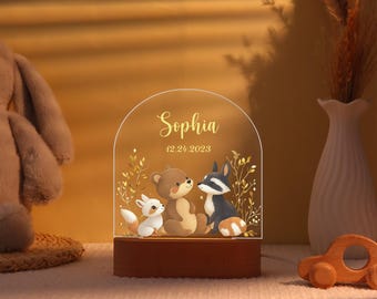 Custom Night Light with Base, Animals Night Lamp, Birthday Gift for Baby, Baby Night Light, Christmas Gifts, Baby Bedside Lamp,Nursery Decor
