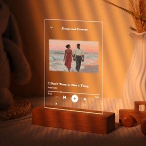 Custom Music Photo Night Light Plaque, Photo Music Plaque, Song Acrylic Plaque, Birthday Gifts, Bedroom Decor, LED Nightlight, Gifts for Her