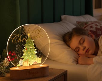 Custom 2025 Christmas Tree Night Light, LED Lamp for Holiday Decor,Gifts for Christmas Lovers,Night light for Kids,Bedroom Decor,Santa Claus