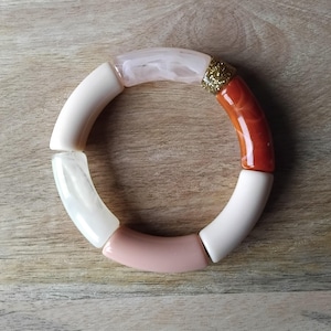Resin tube bracelet - Bangle bracelet - Elastic beaded bracelet