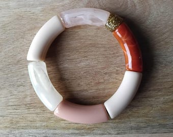 Bracciale tubolare in resina - Bracciale rigido - Bracciale elastico con perline