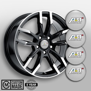 4x SET 3D Printed ABT Center Hub Cap Domed Adhesive Sticker Sport Auto Car Fan Cover Logo Emblem Badge Handmade Personalized Rim Wheel Decal