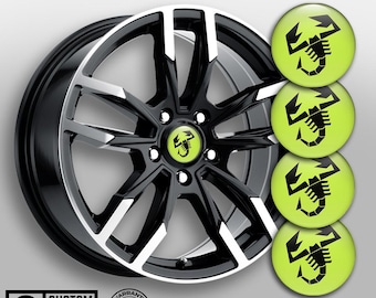 4x SET 3D Printed ABARTH Center Hub Caps Domed Stickers Sport Auto Car Logo Moto Emblems Custom Handmade Personalized Item Rims Wheel Decals