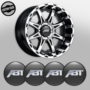 4x SET 3D Printed ABT Center Hub Cap Domed Adhesive Sticker Sport Auto Car Fan Cover Logo Emblem Badge Handmade Personalized Rim Wheel Decal