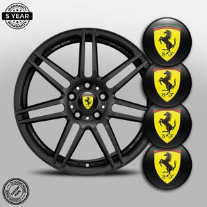 SET di 4 coprimozzi centrali FERRARI stampati in 3D, adesivi bombati, logo auto, moto, emblemi, personalizzati, fatti a mano, decalcomanie per cerchi e ruote