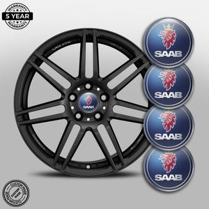 4x SET Coprimozzi centrali SAAB stampati in 3D Adesivo bombato Sport Auto Logo auto Moto Emblema distintivo Articolo personalizzato fatto a mano Adesivo per cerchione