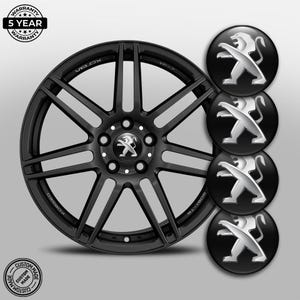 4x SET Adesivi per mozzo centrale in resina PEUGEOT stampati in 3D Adesivi per auto Logo UV Emblemi Distintivo Personalizzato Fatto a mano Articolo personalizzato Decalcomanie per cerchi
