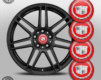 SET of 4 CADILLAC 3D Printed Domed Center Hub Rim Wheel Stickers Cover Badge Cap Epoxy Resin Custom Design Handmade Decals Personalized Item