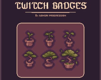 Bonsai Twitch Sub Badges | Pixel Japanese Prop Set – 6 Tier Subscriber Icons for Streamers