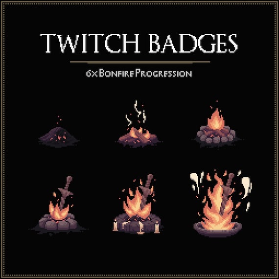 Pixel Bonfire Twitch Badges Dark Souls Subscriber Icons