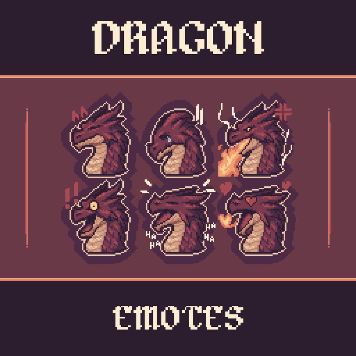 Twitch Emotes | Pixel Dragon Expression Set | Emote Icons for Streamers ...