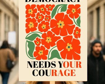 No Kings Protest Sign PRINTABLE, Pro Democracy, Anti-Trump, Resist Fascism Poster For March, Digital Download, Political Activist Rally Sign
