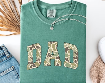 Camo Dad Comfort Colors Tee, Stylish T-Shirt for Casual Wear, Thoughtful Gift for Father's Day or Birthday, Gift for Dad, Gift for Him