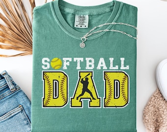 Comfort Colors® Softball Dad T-Shirt, Softball Shirt, Softball Daddy Tee, Sports Dad Shirt, , Softball Tee, Softball Dad, Softball Dad Shirt
