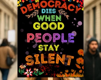 Protect Democracy Protest Poster, No Kings Rally Day Protests Sign, Anti-Trump, Political Activist Poster, Rally Sign, Resist Fascism Poster